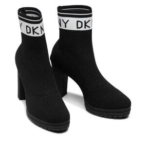 DKNY Women's Black Knit Ankle Boots